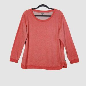 T by Talbots Women’s Sz L Lightweight Sweatshirt Salmon Curved Hem Cotton Blend